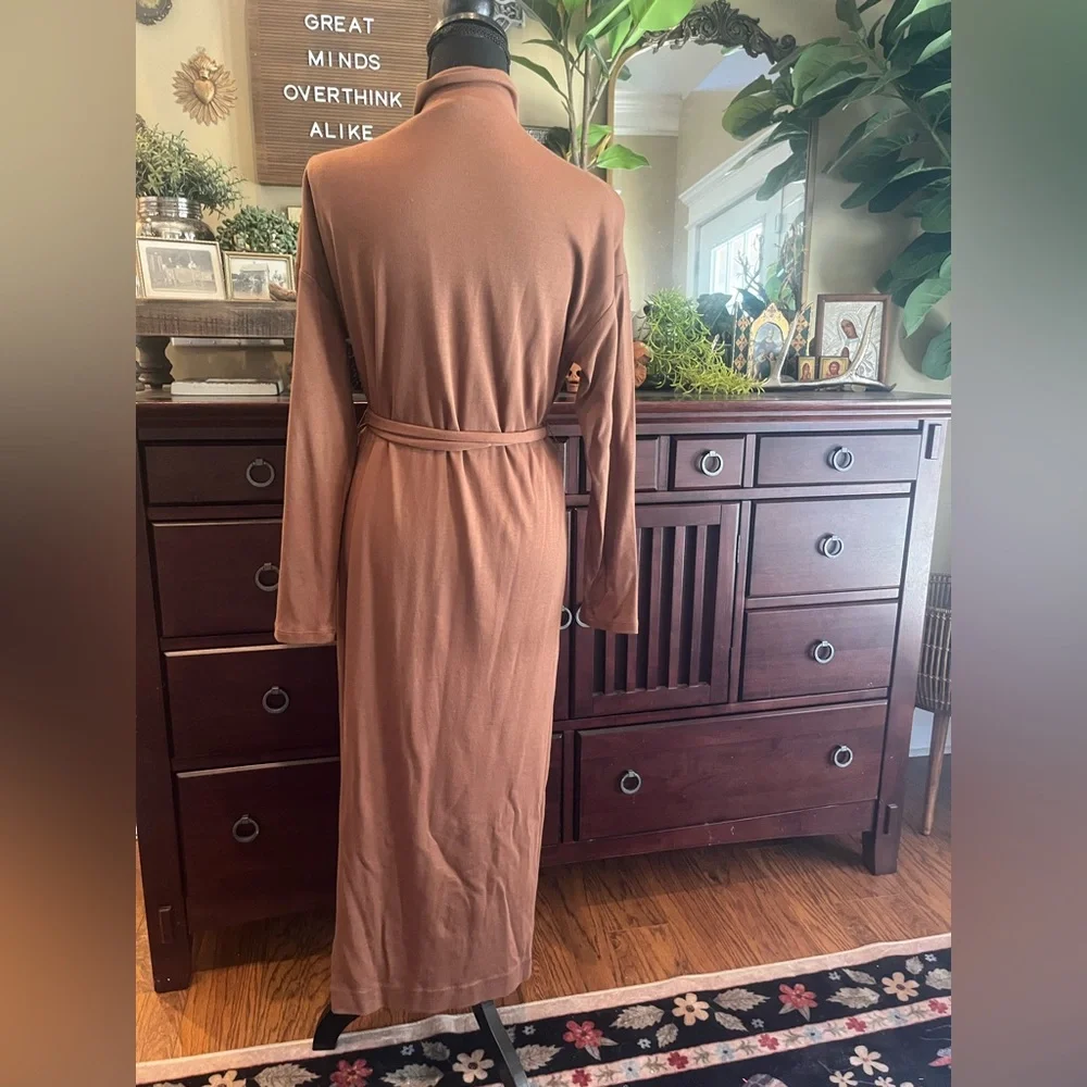 Ann Taylor Brown Long Sleeve Button Up Dress - Picture 4 of 5